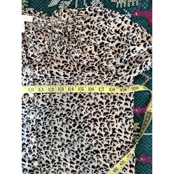 REBECCA TAYLOR $325 Leopard Cheetah 100% Silk Blouse XS Career Old Money Flowy - Picture 11 of 13